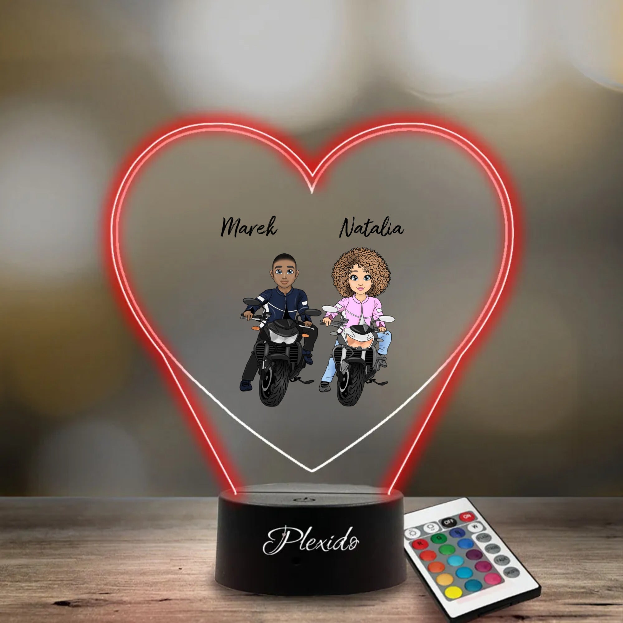 Lampka LED 3D Plexido Z Nadrukiem UV Dla Pary Motocyklistów